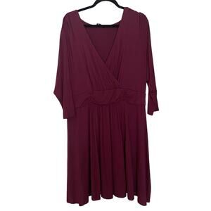 Ryan Wythe Womens 1X Anise 3/4 Sleeve Knotted Jersey Dress